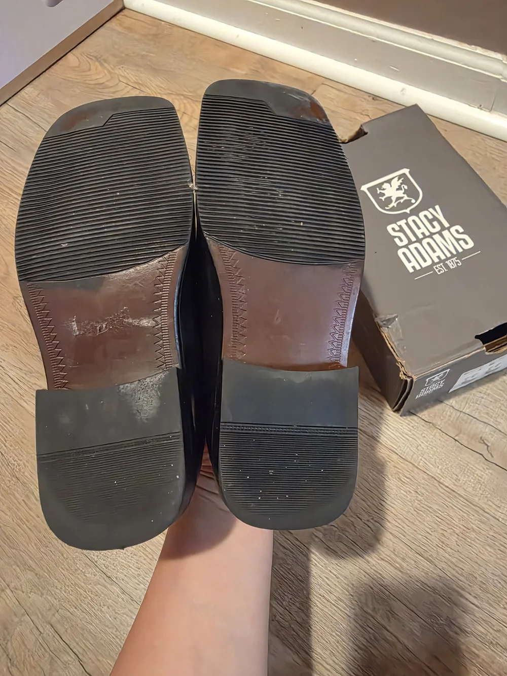 Stacy Adams Black Leather Slip-On Square-Toe Kids Dress Shoes